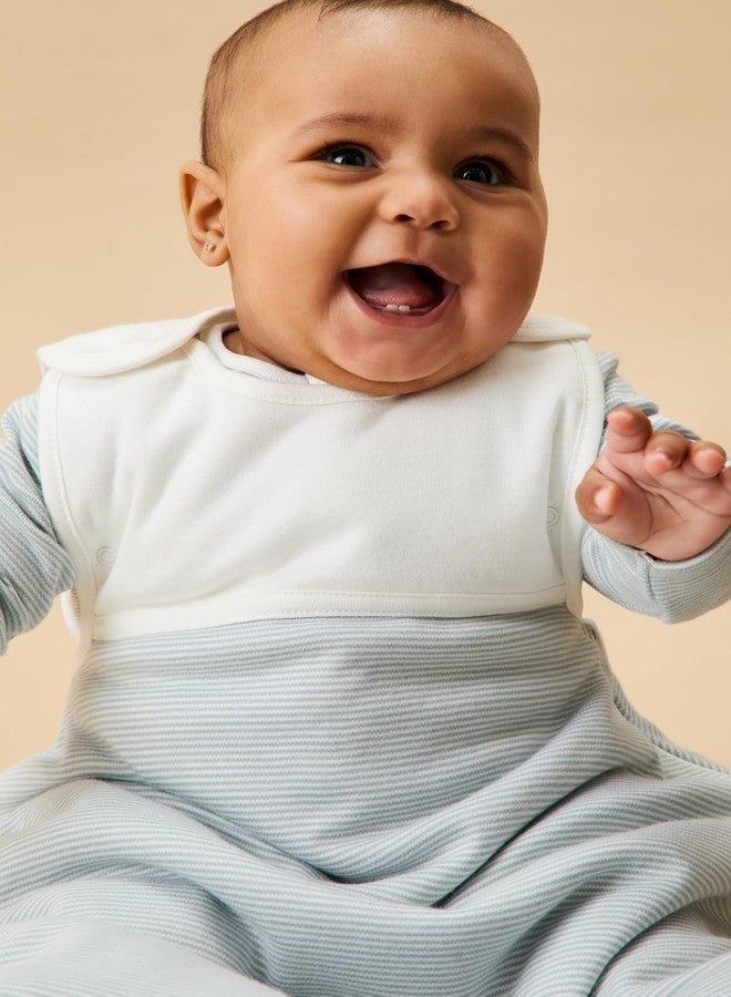 MORI Baby Unisex Clever Sleep Sack in Blue Stripe with Fitted Neck - Two Way Zip Sleeping Bag - Breathable Swaddle - 1.5 TOG - Image 4